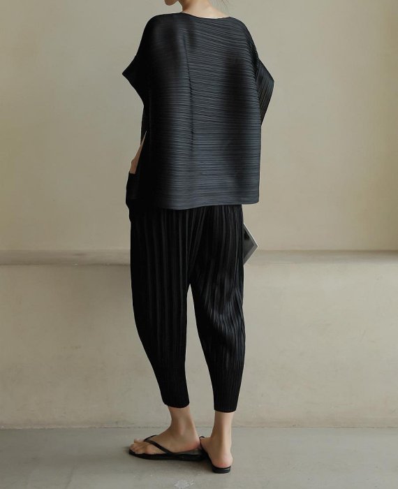 Forever Kids 正韓 光澤皺褶 彈性設計感寬鬆 休閒褲 九分褲【B68327】韓國代購