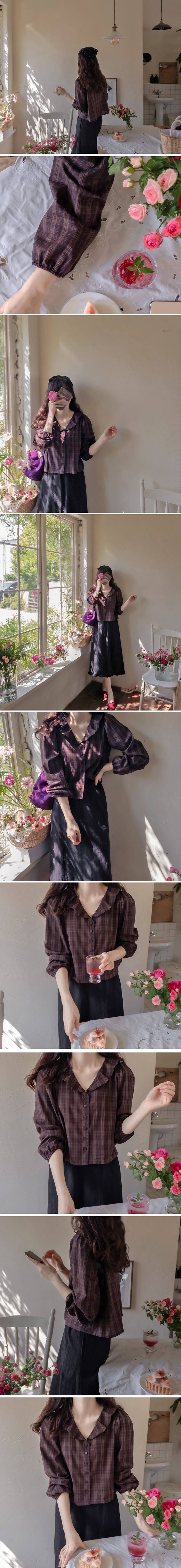 Forever Kids 正韓 荷葉格紋V領襯衫【DA60008】韓國代購