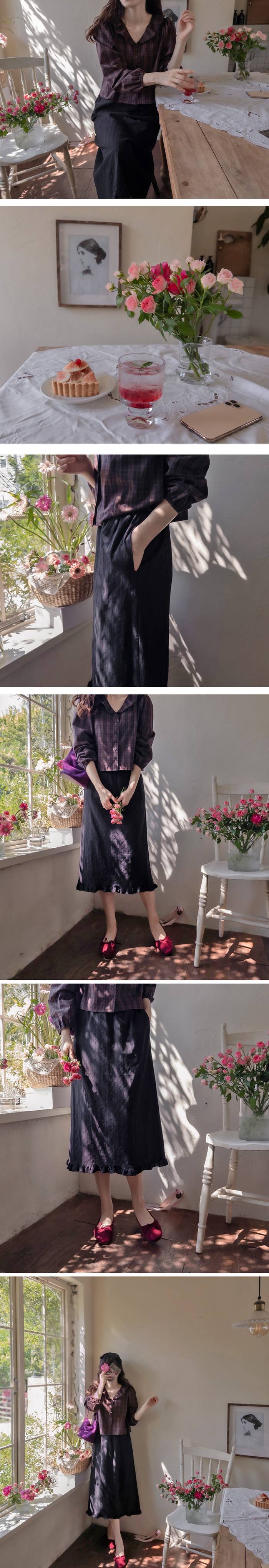 Forever Kids 正韓 荷葉格紋V領襯衫【DA60008】韓國代購