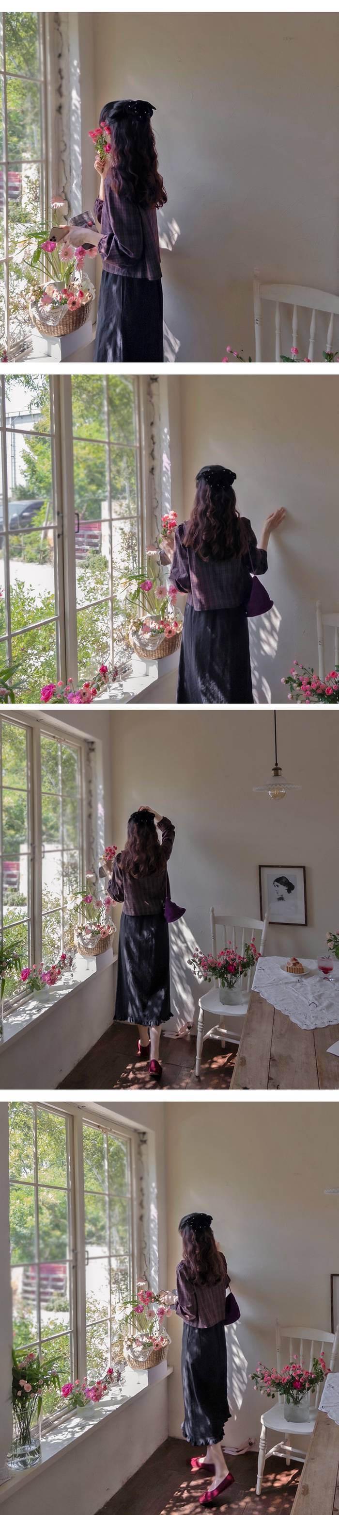 Forever Kids 正韓 荷葉格紋V領襯衫【DA60008】韓國代購