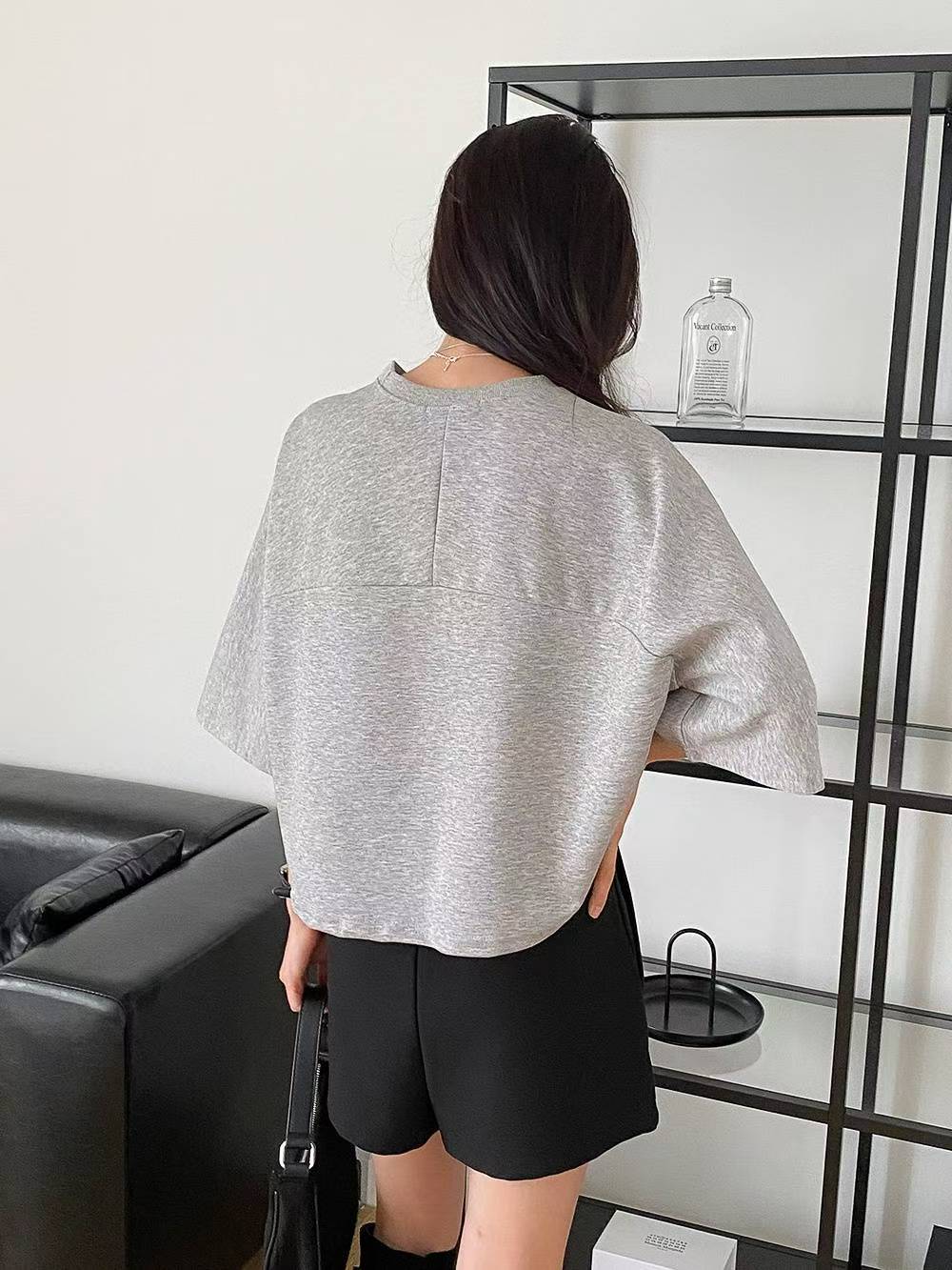 Forever Kids 正韓 落肩倒三角純棉七分袖T 上衣【DA60006】韓國代購