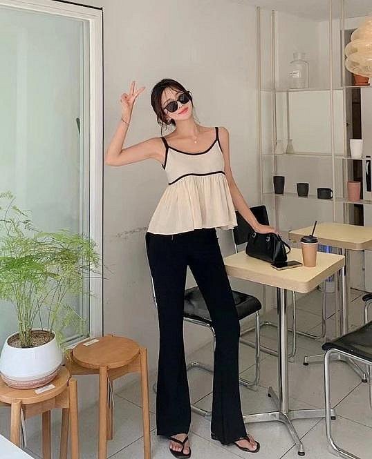 Forever Kids  正韓 韓國熱銷十萬款!!大推薦~涼感薄款顯瘦好穿 喇叭褲彈性 魔術褲休閒褲【A66602】韓國代購