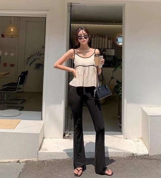 Forever Kids  正韓 韓國熱銷十萬款!!大推薦~涼感薄款顯瘦好穿 喇叭褲彈性 魔術褲休閒褲【A66602】韓國代購