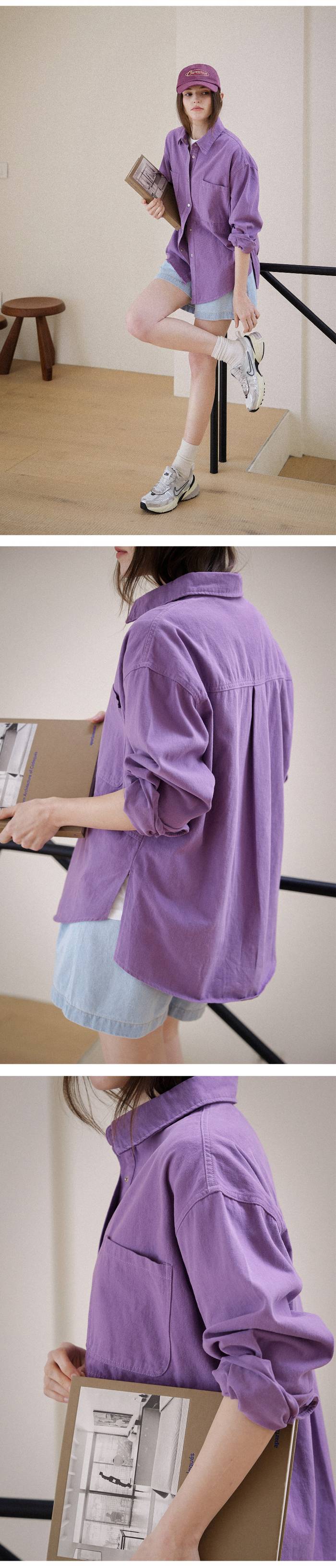 Forever Kids  正韓  雙口袋寬鬆圓弧剪裁襯衫 長版【C63292】