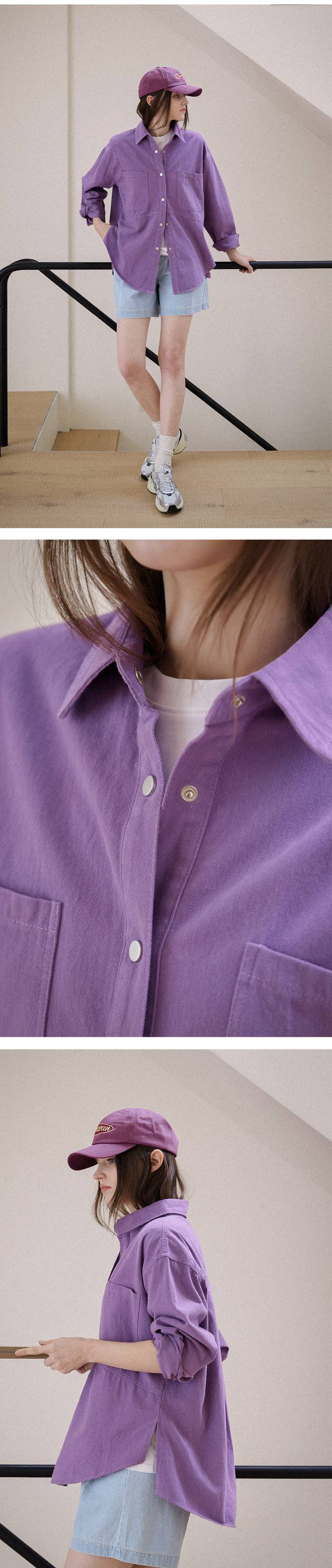 Forever Kids  正韓  雙口袋寬鬆圓弧剪裁襯衫 長版【C63292】