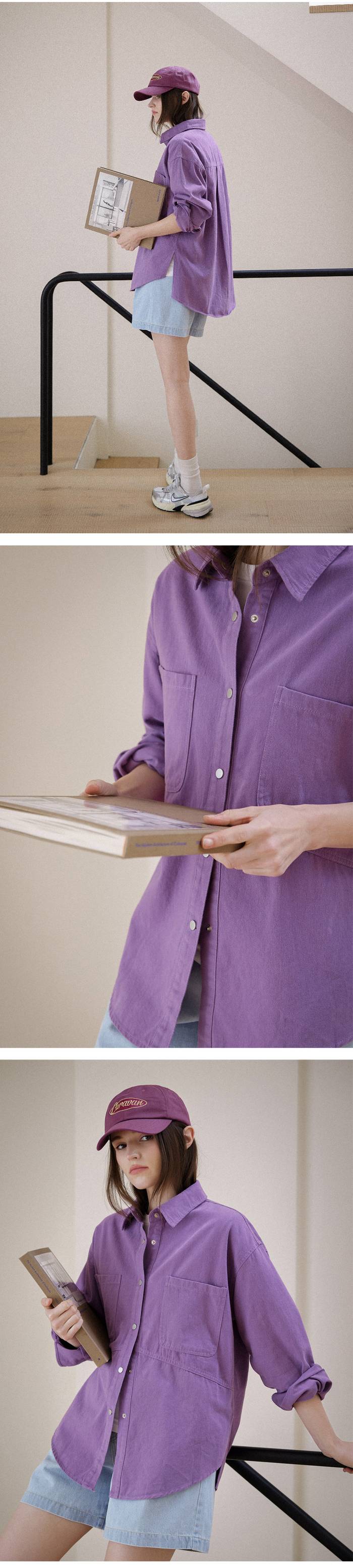 Forever Kids  正韓  雙口袋寬鬆圓弧剪裁襯衫 長版【C63292】