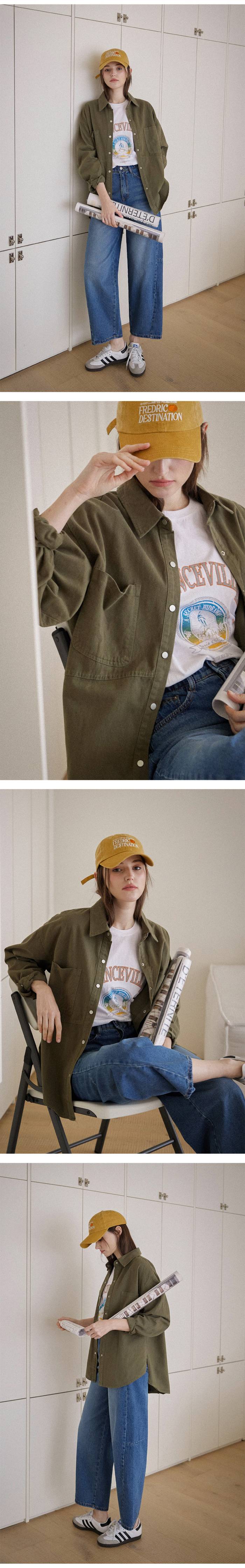 Forever Kids  正韓  雙口袋寬鬆圓弧剪裁襯衫 長版【C63292】