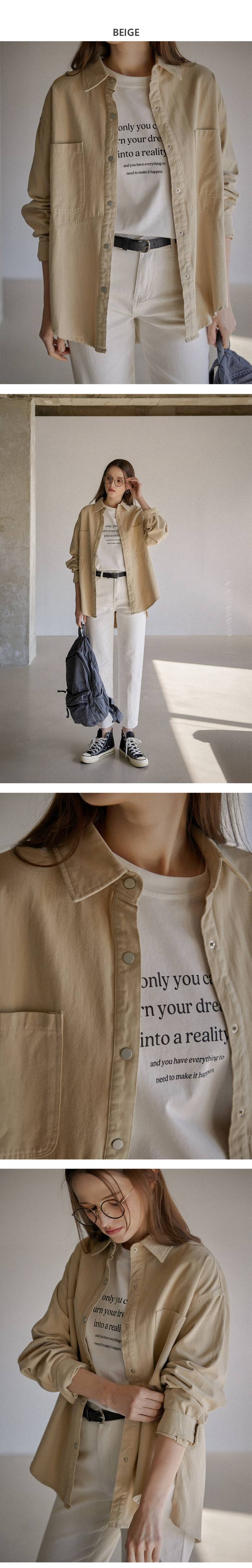 Forever Kids  正韓  雙口袋寬鬆圓弧剪裁襯衫 長版【C63292】