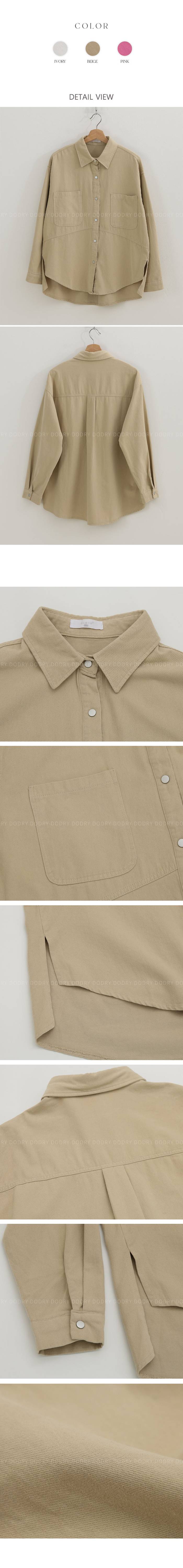 Forever Kids  正韓  雙口袋寬鬆圓弧剪裁襯衫 長版【C63292】