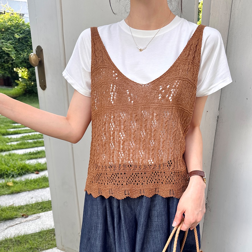 Forever Kids 正韓 層次穿搭下擺波浪編織 針織背心【A60406】