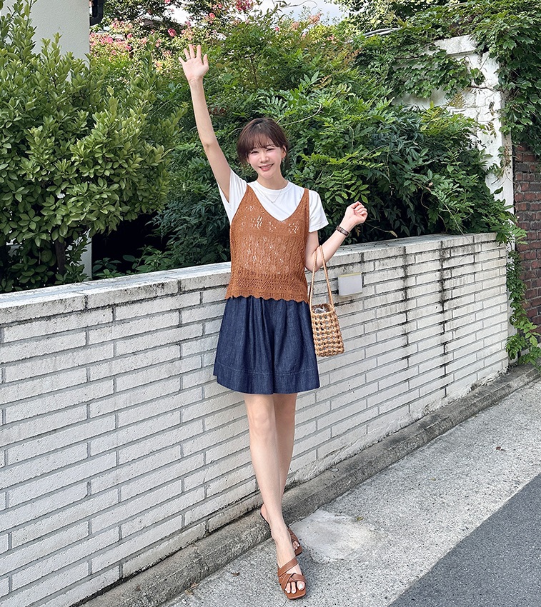 Forever Kids 正韓 層次穿搭下擺波浪編織 針織背心【A60406】