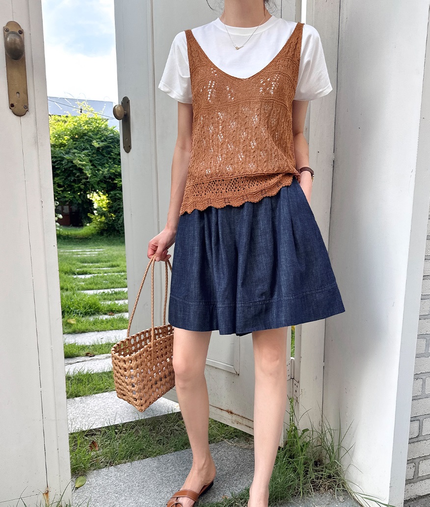 Forever Kids 正韓 層次穿搭下擺波浪編織 針織背心【A60406】