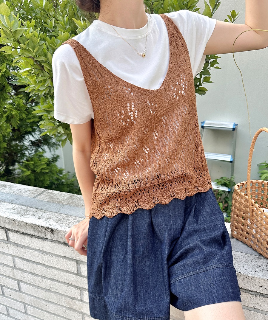 Forever Kids 正韓 層次穿搭下擺波浪編織 針織背心【A60406】