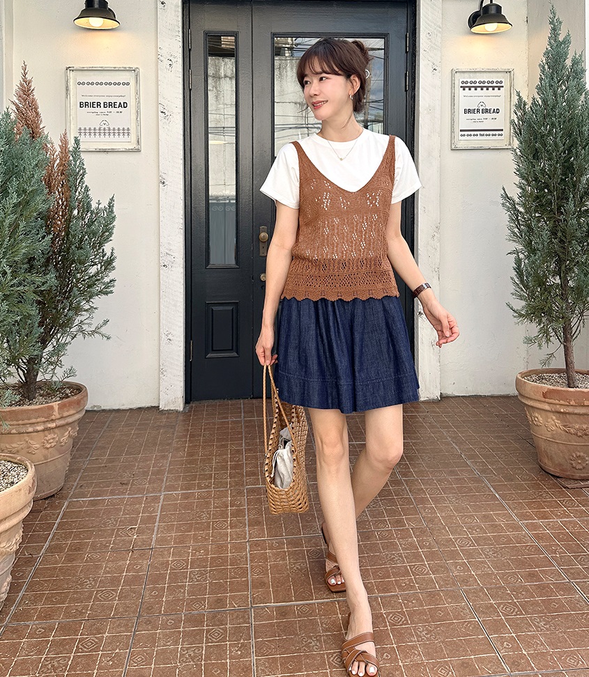 Forever Kids 正韓 層次穿搭下擺波浪編織 針織背心【A60406】