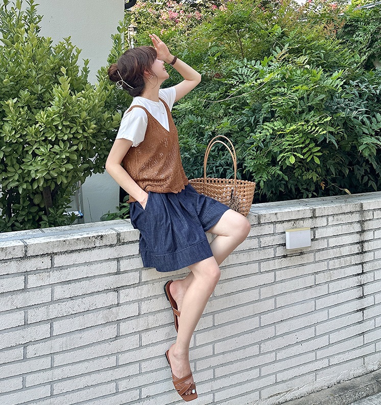 Forever Kids 正韓 層次穿搭下擺波浪編織 針織背心【A60406】