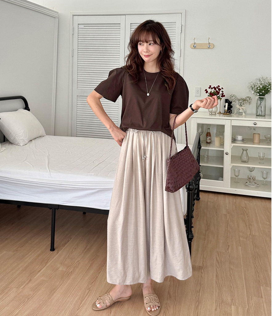 Forever Kids 正韓 飄逸輕盈抽繩寬褲 褲裙【A60408】 