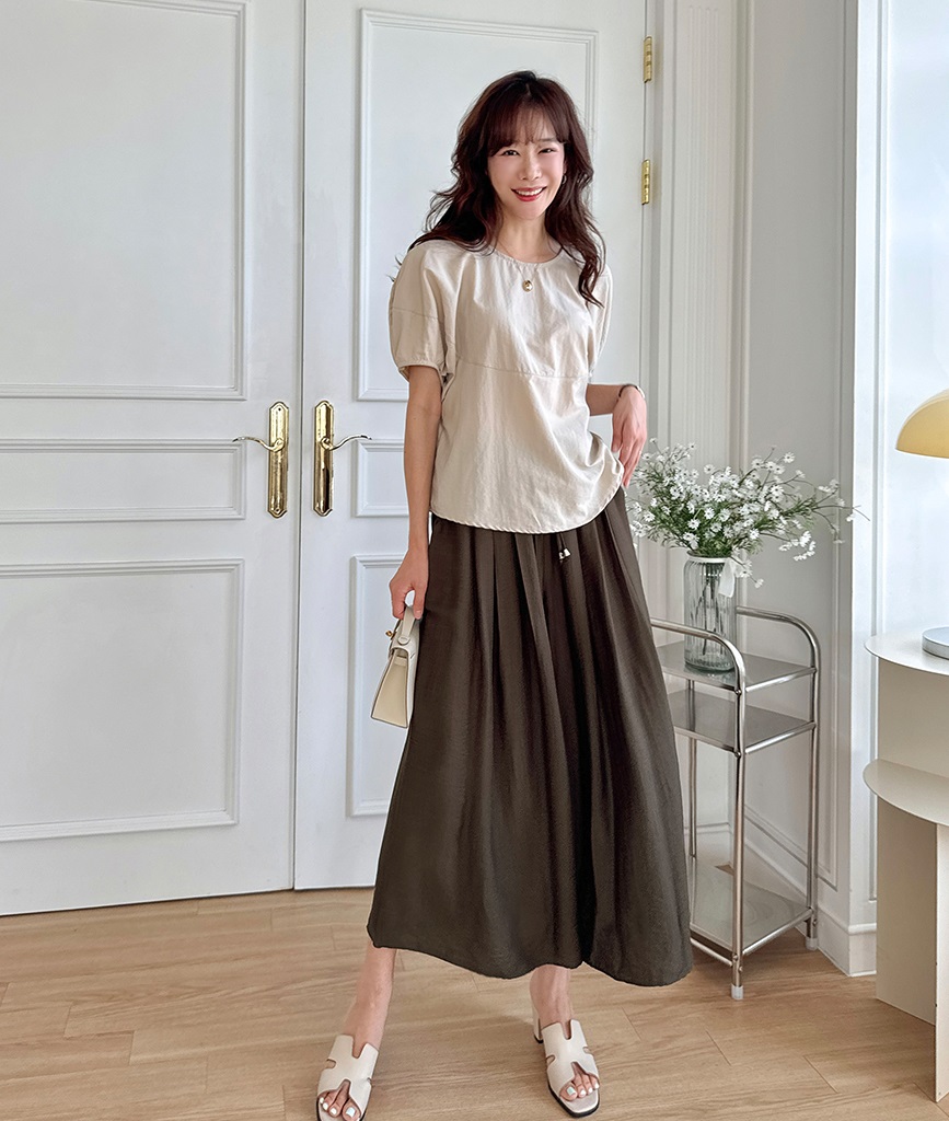 Forever Kids 正韓 飄逸輕盈抽繩寬褲 褲裙【A60408】 