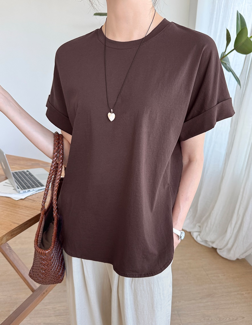 Forever Kids 正韓 柔軟光滑側開岔純色T上衣【A60407】