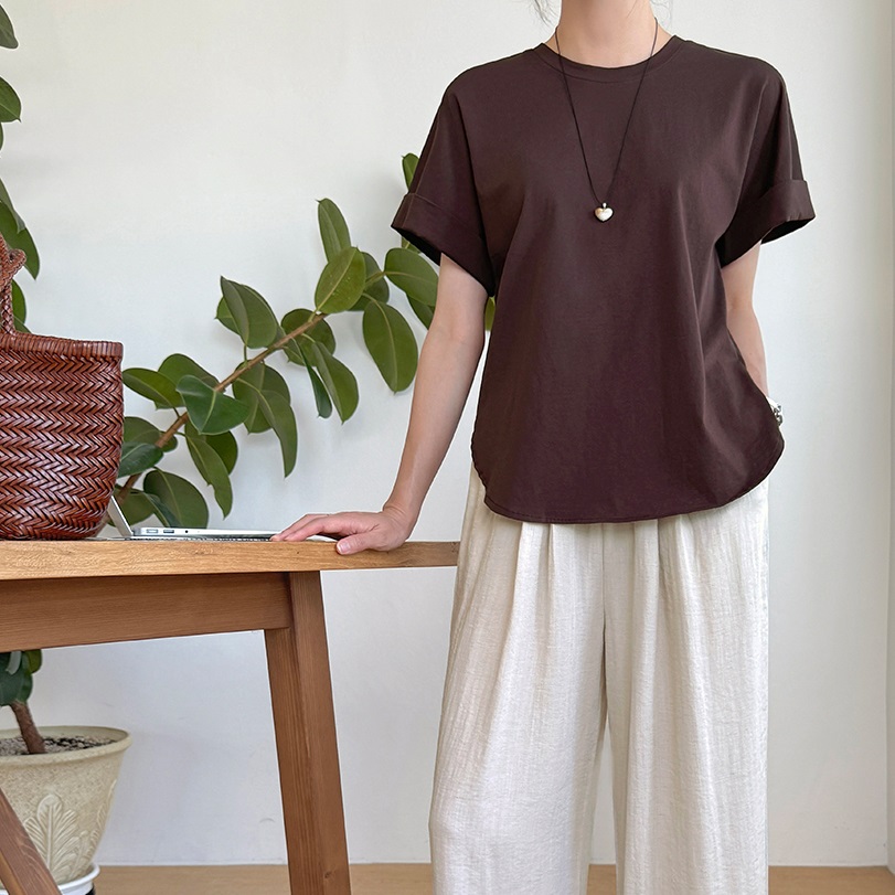 Forever Kids 正韓 柔軟光滑側開岔純色T上衣【A60407】