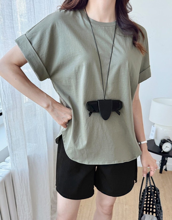 Forever Kids 正韓 柔軟光滑側開岔純色T上衣【A60407】