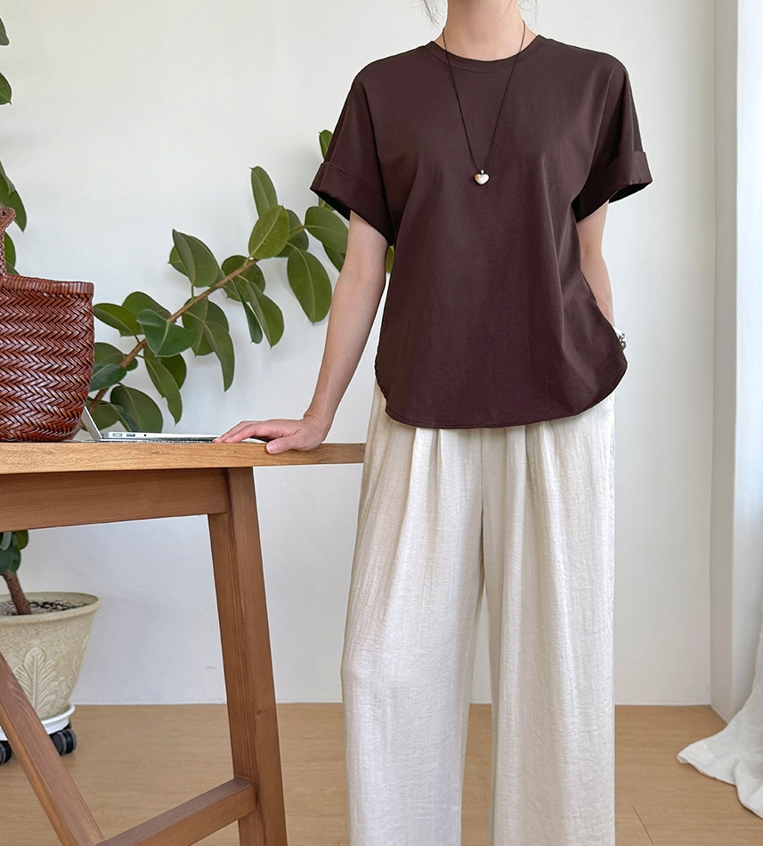 Forever Kids 正韓 柔軟光滑側開岔純色T上衣【A60407】