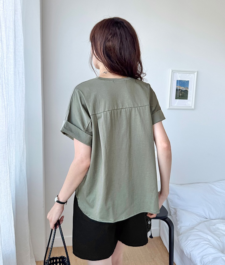 Forever Kids 正韓 柔軟光滑側開岔純色T上衣【A60407】