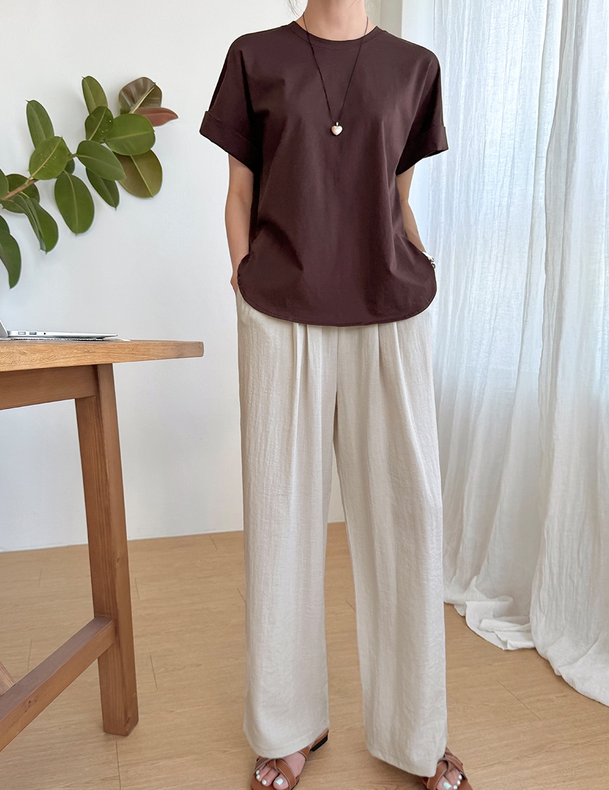 Forever Kids 正韓 柔軟光滑側開岔純色T上衣【A60407】