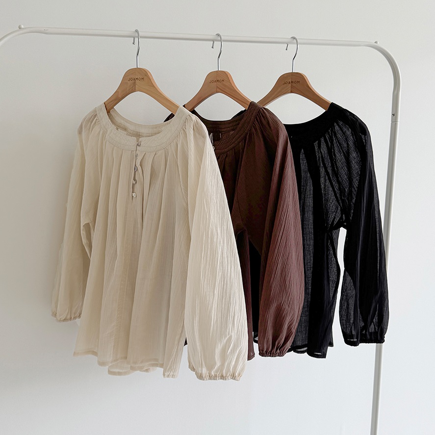 Forever Kids 正韓 氣質開扣抓褶飄逸襯衫【B60407】