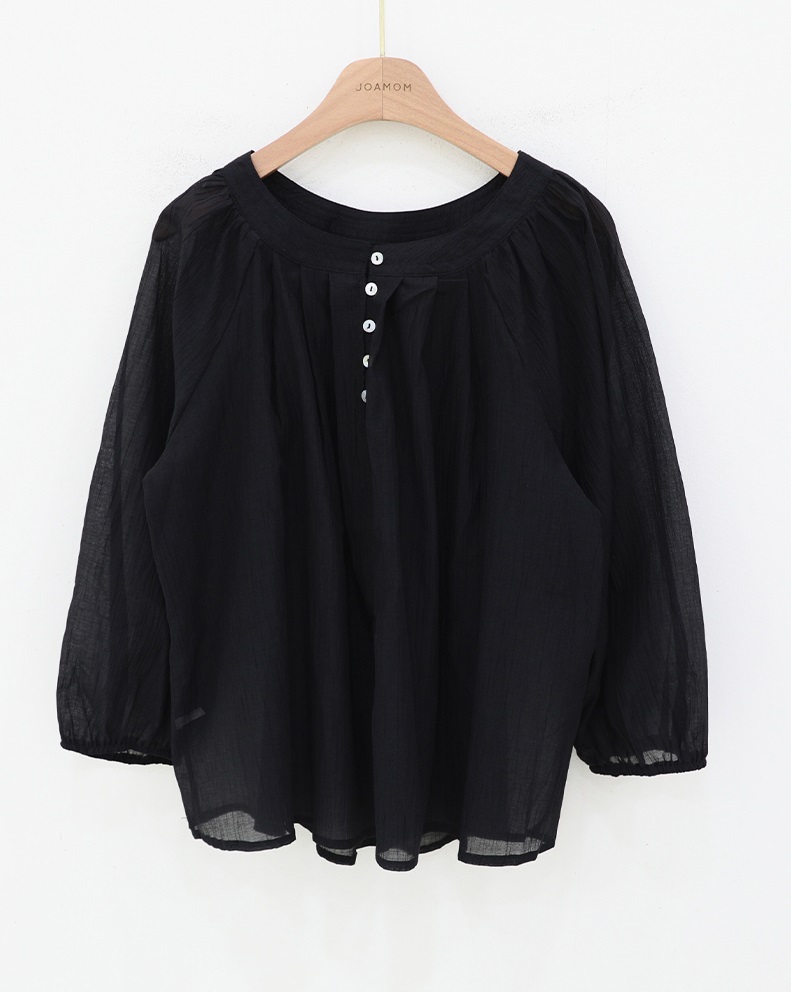 Forever Kids 正韓 氣質開扣抓褶飄逸襯衫【B60407】