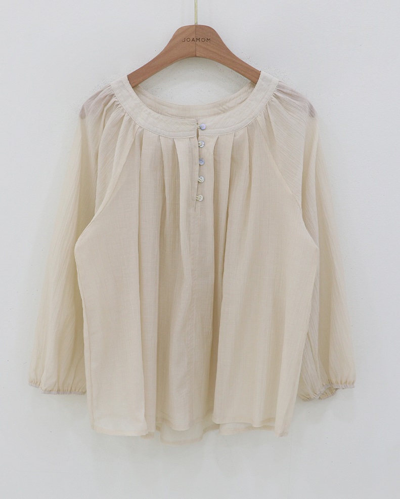 Forever Kids 正韓 氣質開扣抓褶飄逸襯衫【B60407】