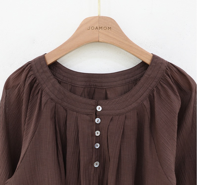 Forever Kids 正韓 氣質開扣抓褶飄逸襯衫【B60407】