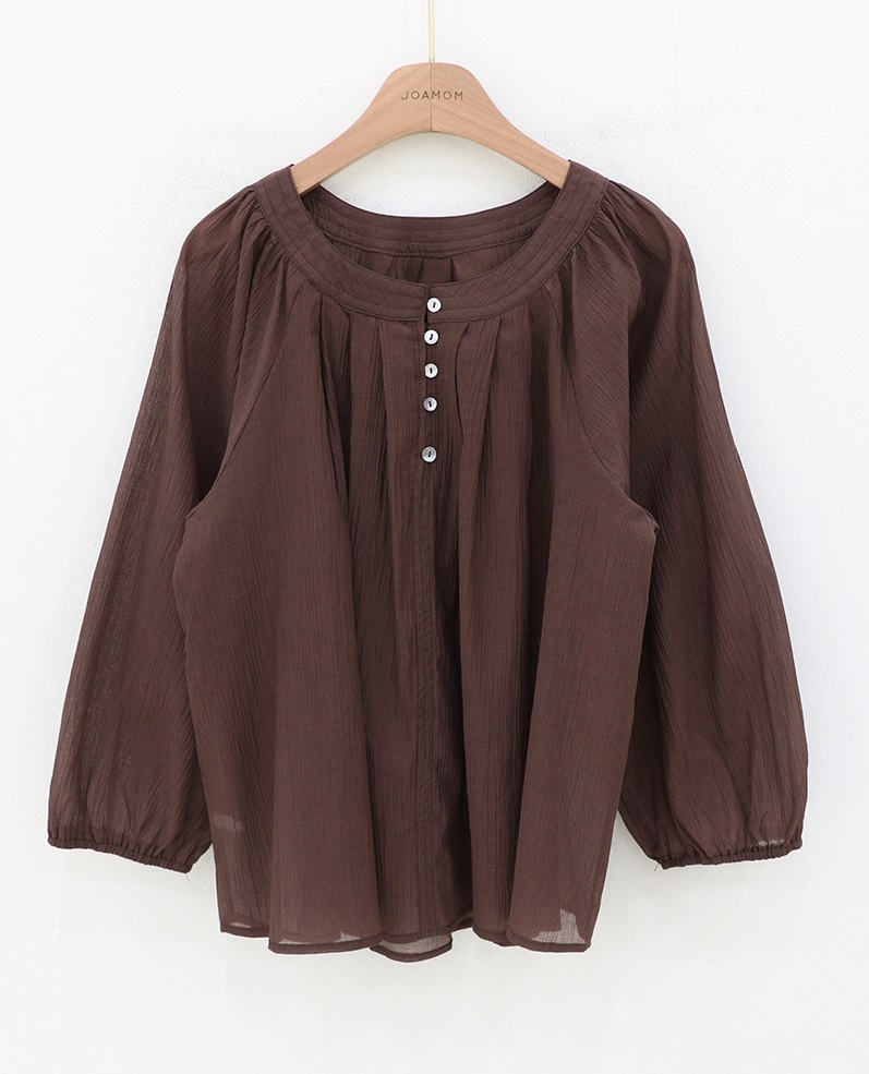 Forever Kids 正韓 氣質開扣抓褶飄逸襯衫【B60407】