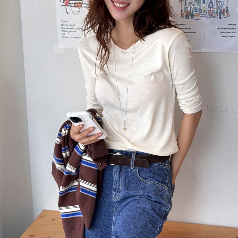 Forever Kids 正韓  乾淨的船領七袖短袖上衣【A60401】