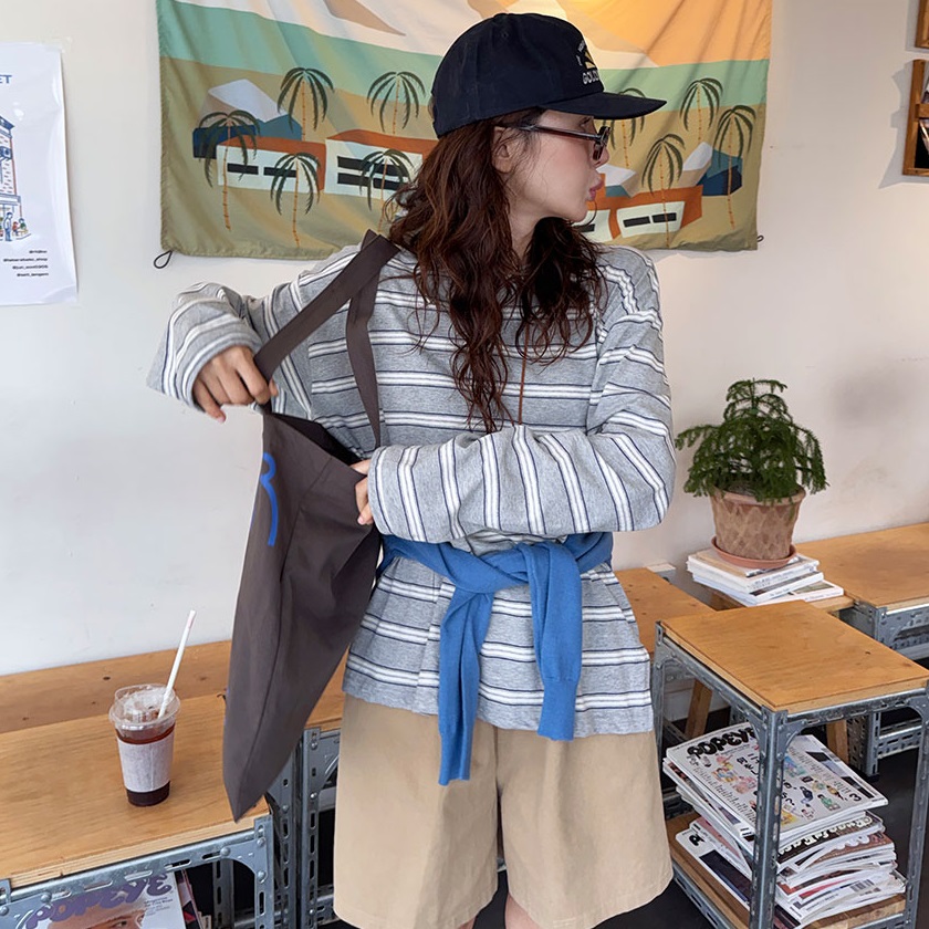 Forever Kids 正韓  寬鬆條紋休閒長版T【A60405】