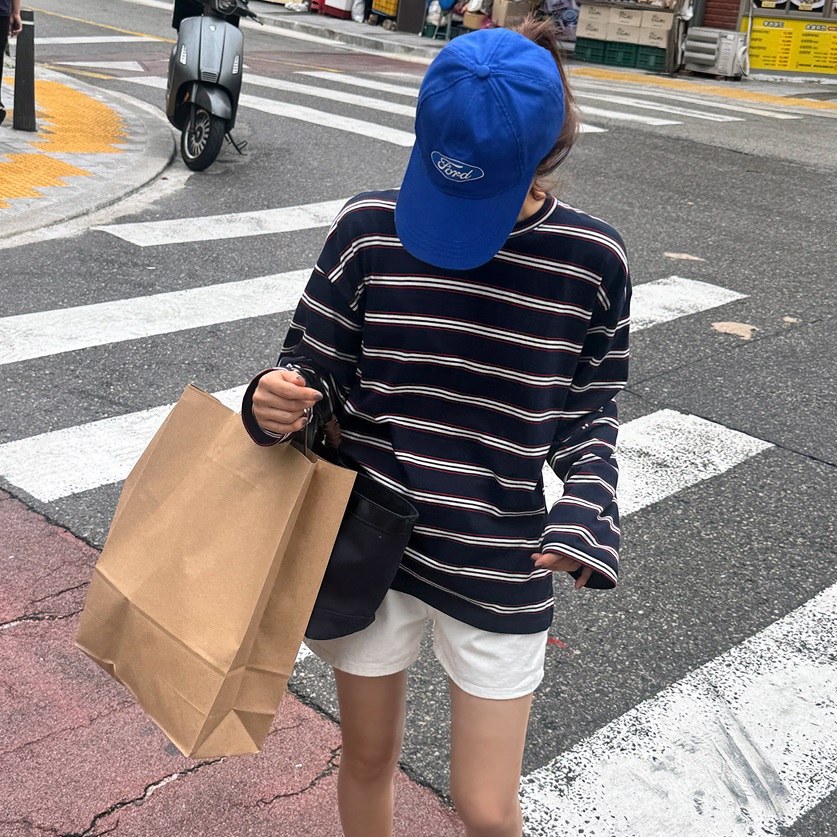 Forever Kids 正韓  寬鬆條紋休閒長版T【A60405】