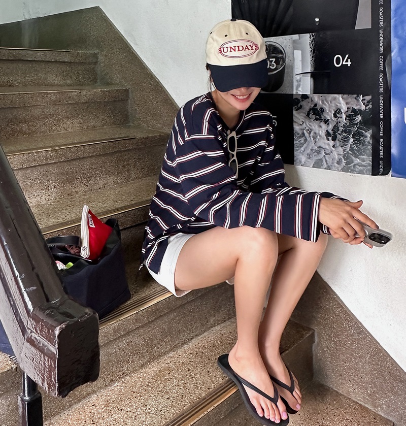 Forever Kids 正韓  寬鬆條紋休閒長版T【A60405】