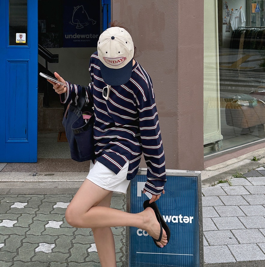 Forever Kids 正韓  寬鬆條紋休閒長版T【A60405】