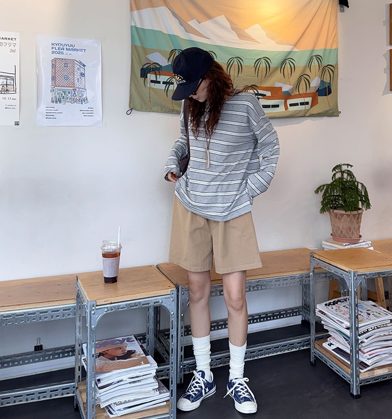 Forever Kids 正韓  寬鬆條紋休閒長版T【A60405】