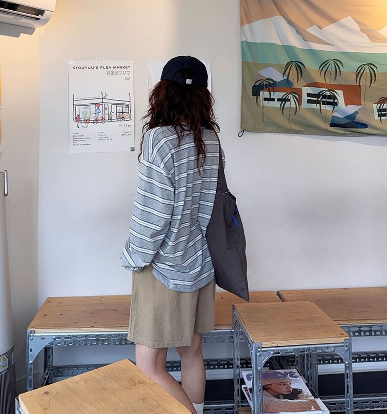 Forever Kids 正韓  寬鬆條紋休閒長版T【A60405】