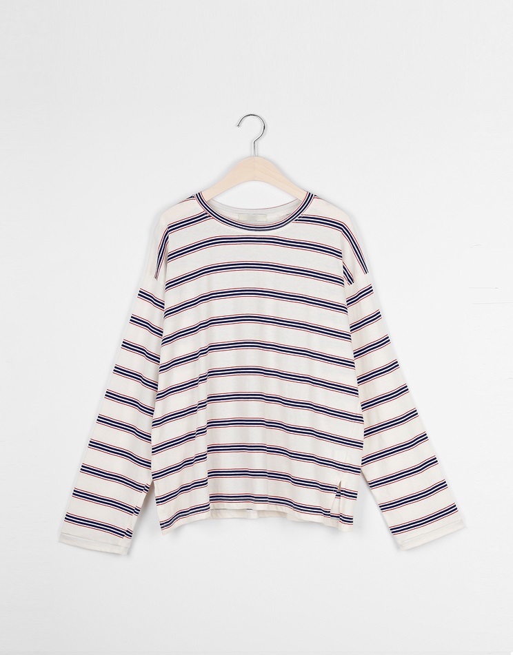 Forever Kids 正韓  寬鬆條紋休閒長版T【A60405】