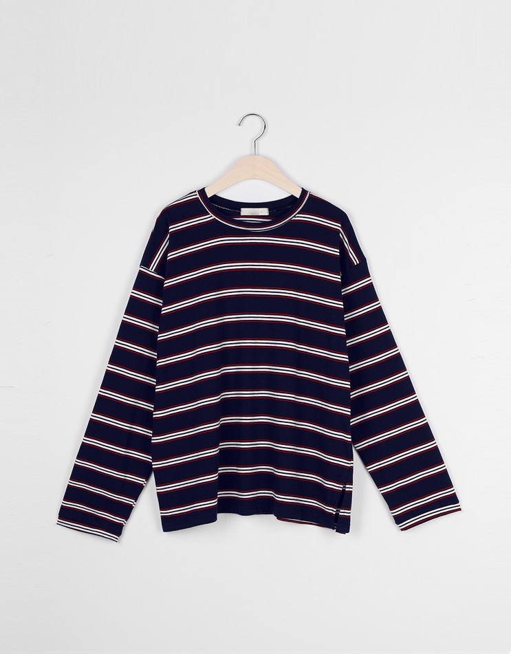 Forever Kids 正韓  寬鬆條紋休閒長版T【A60405】