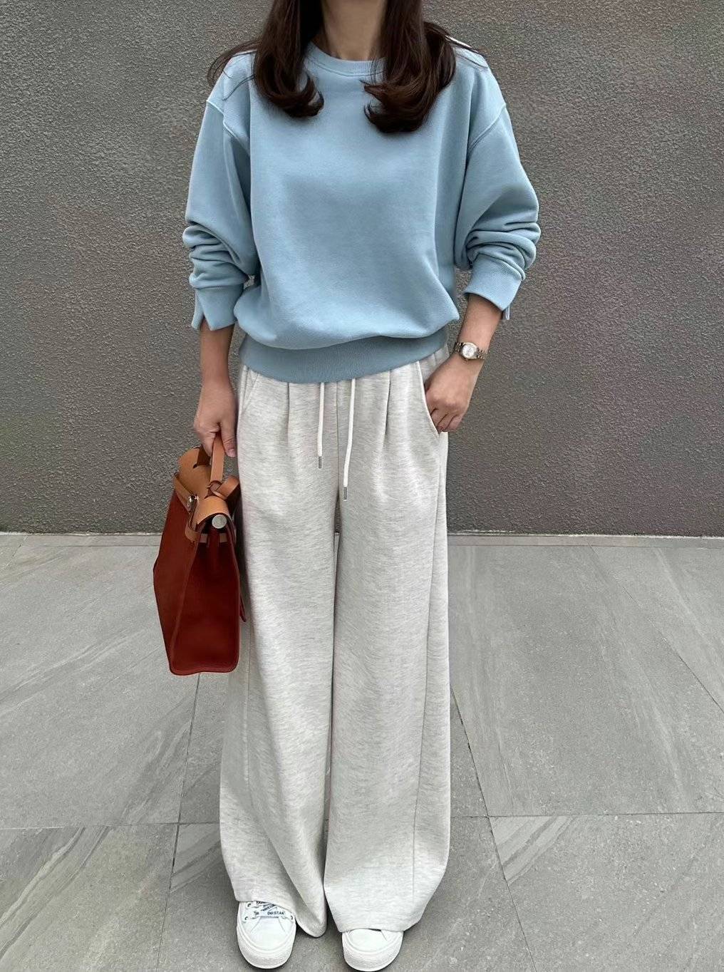 Forever Kids 正韓 好版型率性 休閒抽繩棉 微打褶寬褲【D60403】