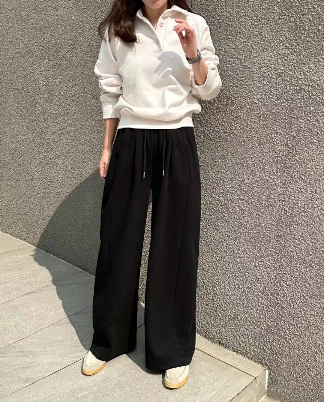 Forever Kids 正韓 好版型率性 休閒抽繩棉 微打褶寬褲【D60403】