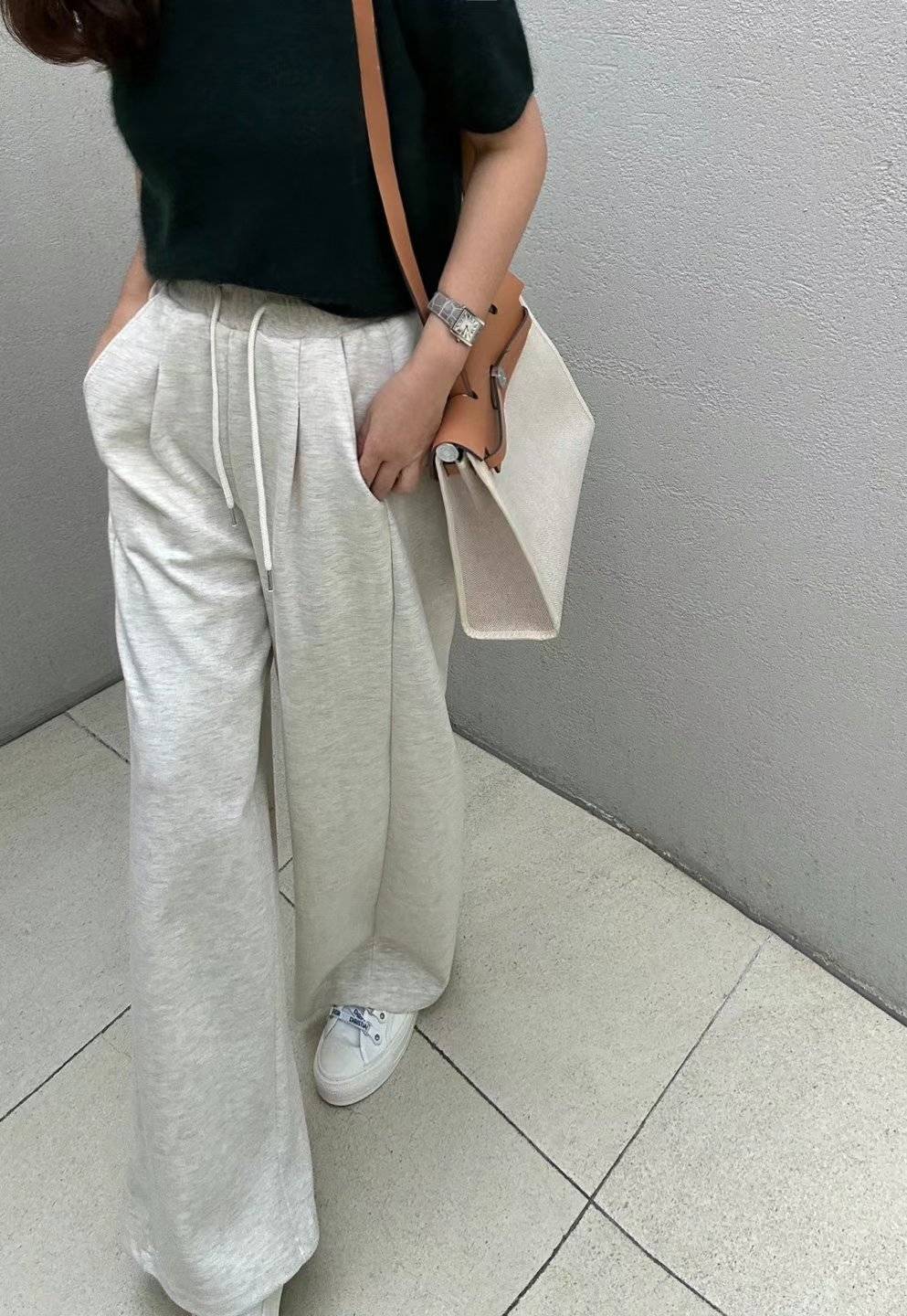 Forever Kids 正韓 好版型率性 休閒抽繩棉 微打褶寬褲【D60403】