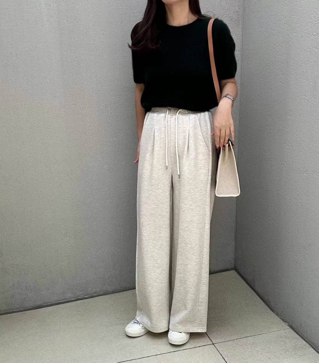 Forever Kids 正韓 好版型率性 休閒抽繩棉 微打褶寬褲【D60403】