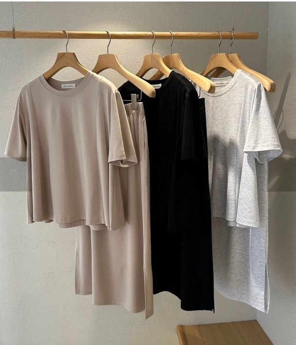 Forever Kids 正韓 一套!喜歡~傘版舒適上衣+鬆緊腰 有口袋長裙 套裝【D60402】