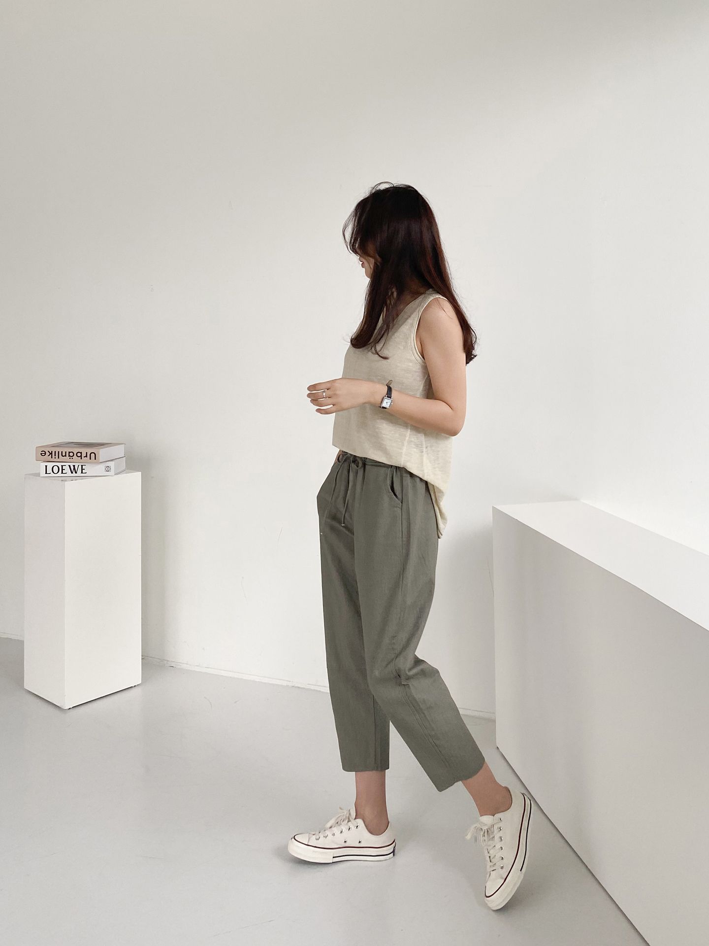 Forever Kids 正韓 車線切割抽繩錐形褲 鬆緊腰休閒褲【D60408】