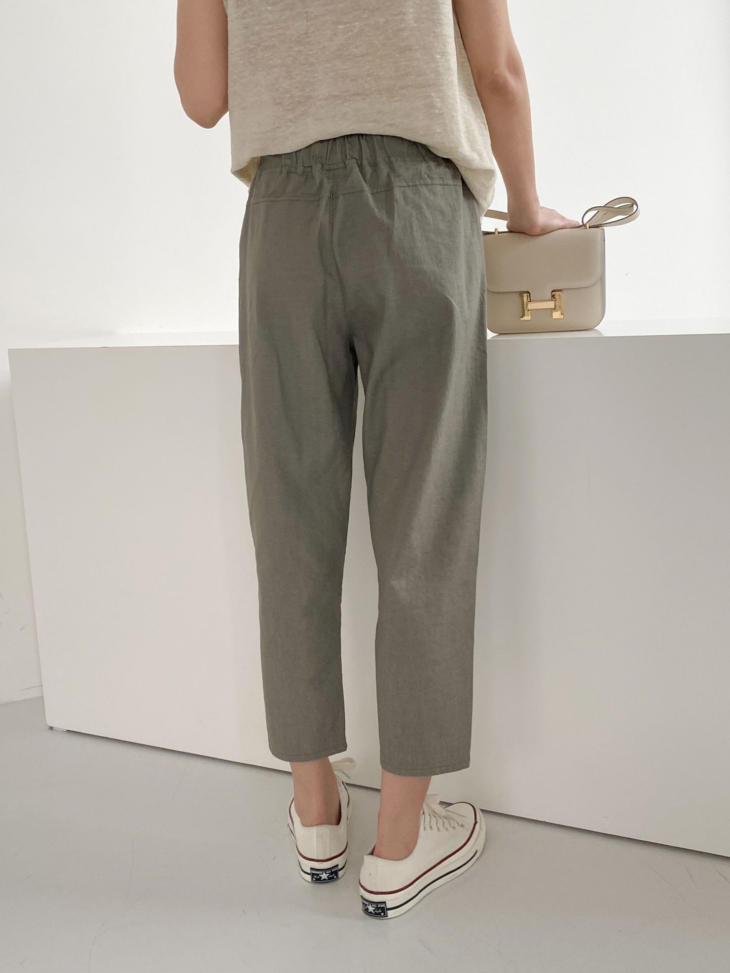 Forever Kids 正韓 車線切割抽繩錐形褲 鬆緊腰休閒褲【D60408】