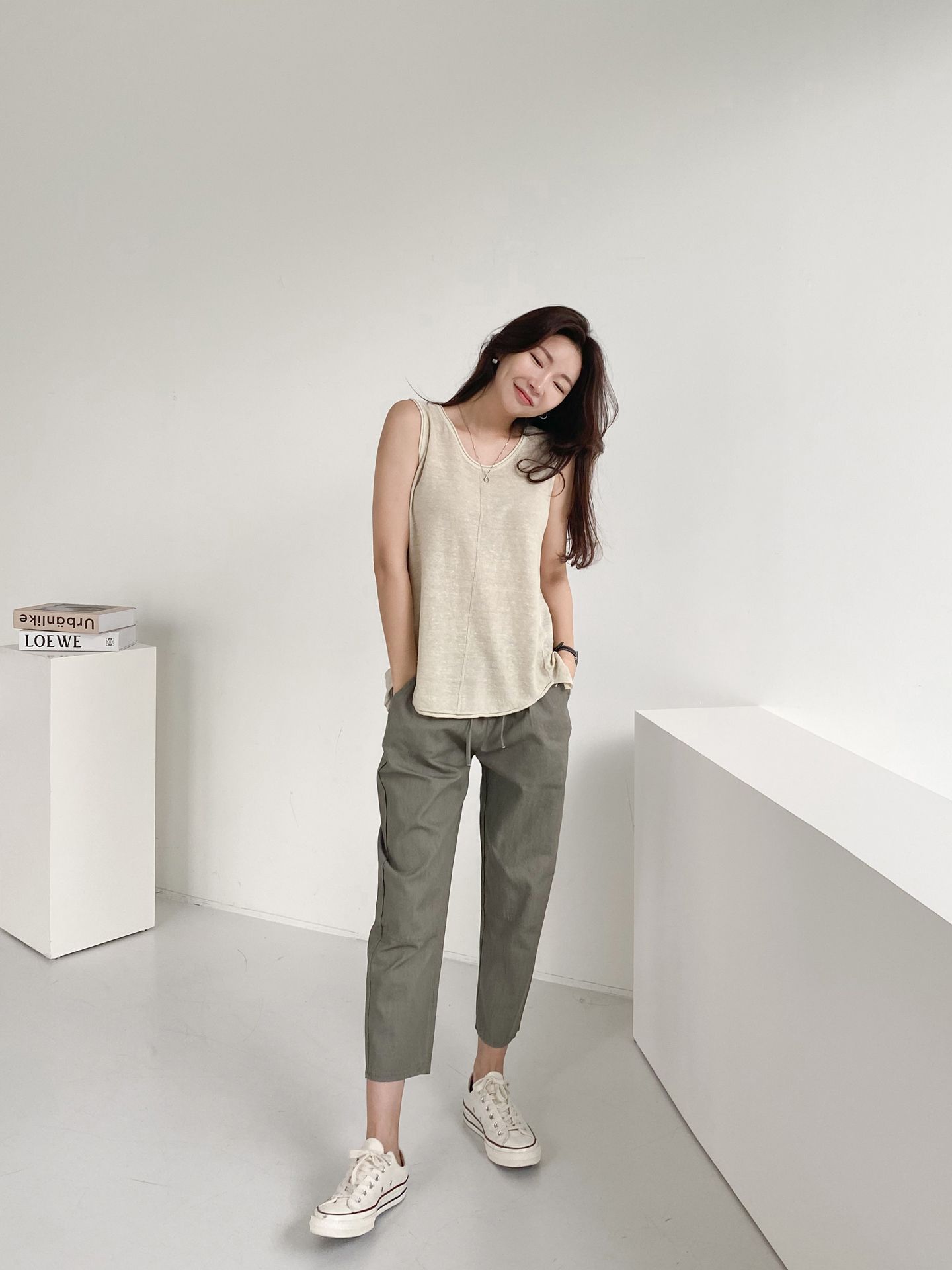 Forever Kids 正韓 車線切割抽繩錐形褲 鬆緊腰休閒褲【D60408】