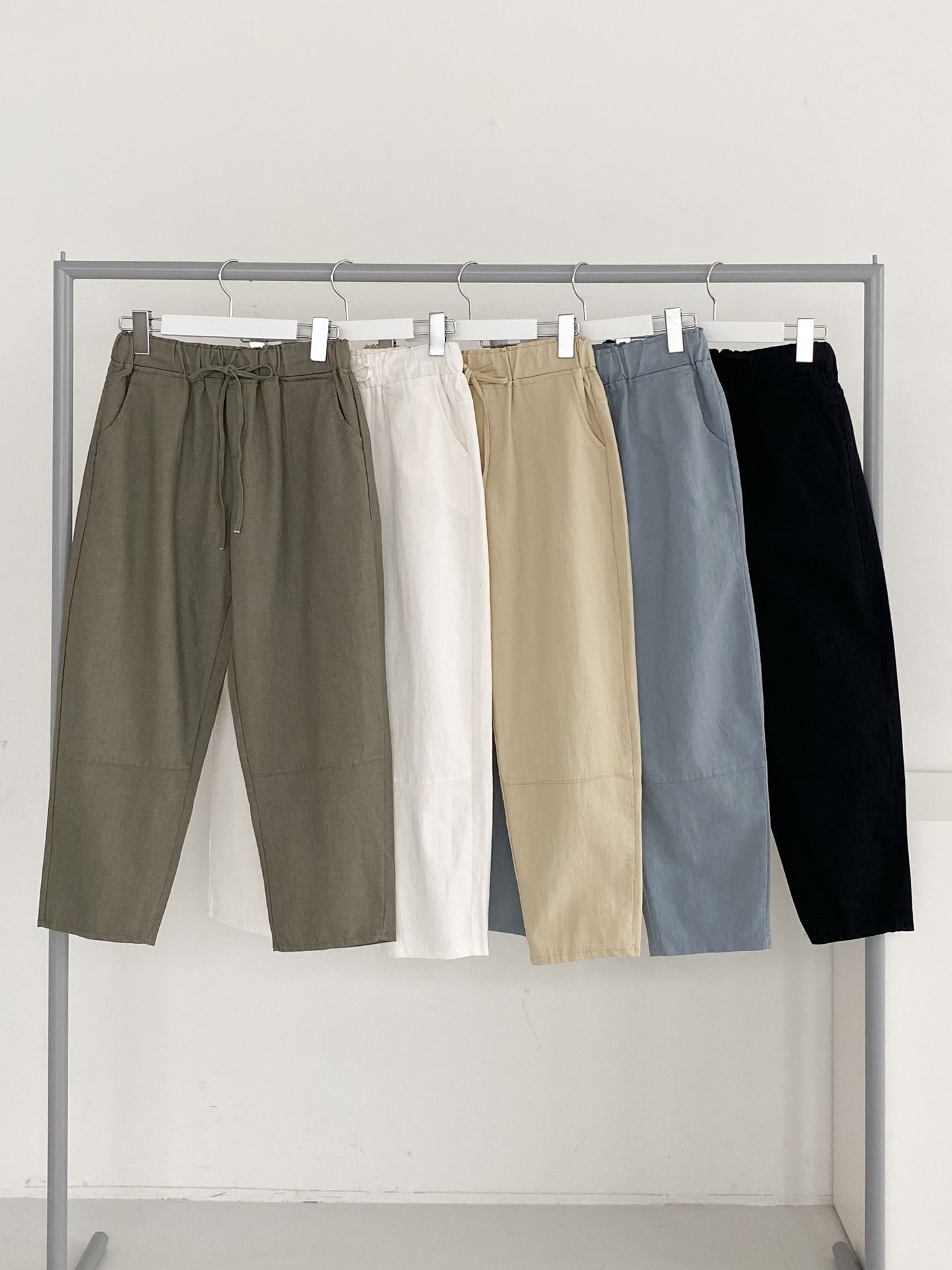 Forever Kids 正韓 車線切割抽繩錐形褲 鬆緊腰休閒褲【D60408】